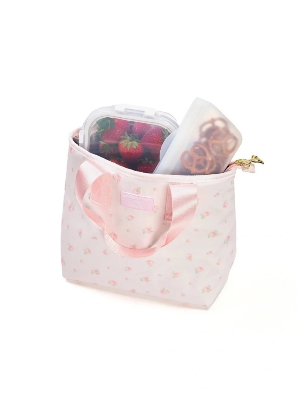 LoveShackFancy Pale Pink Floral Cosmetic Tote